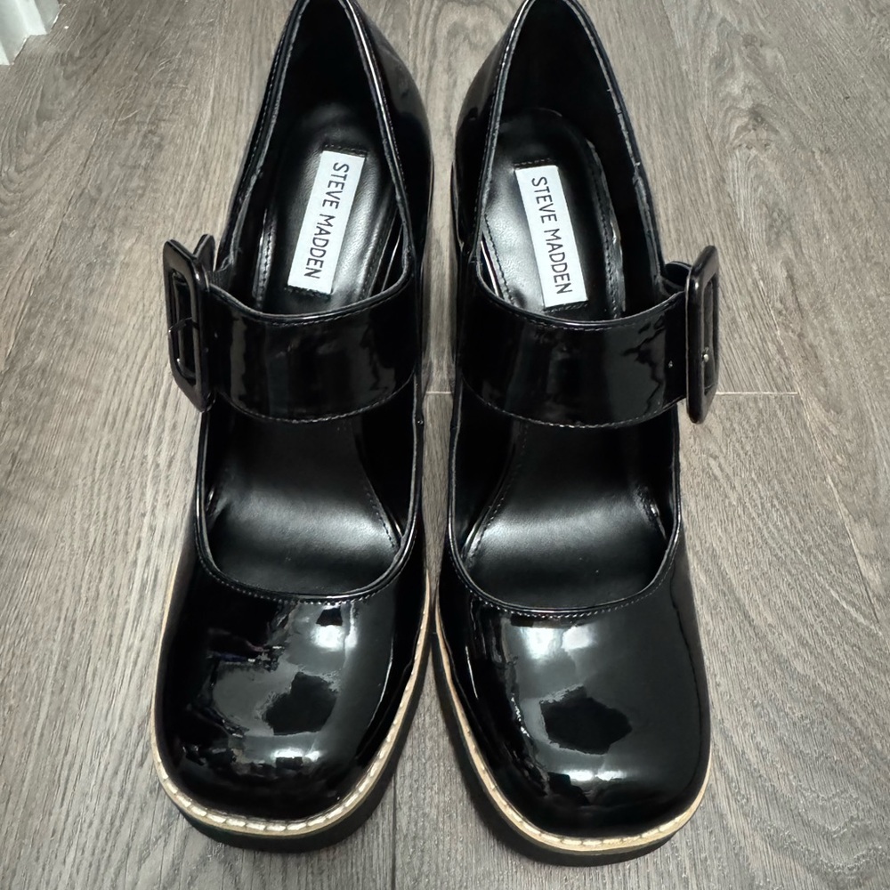 Steve Madden Black Patent Leather Mary Jane Heels